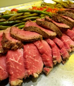 sliced meat culinary display