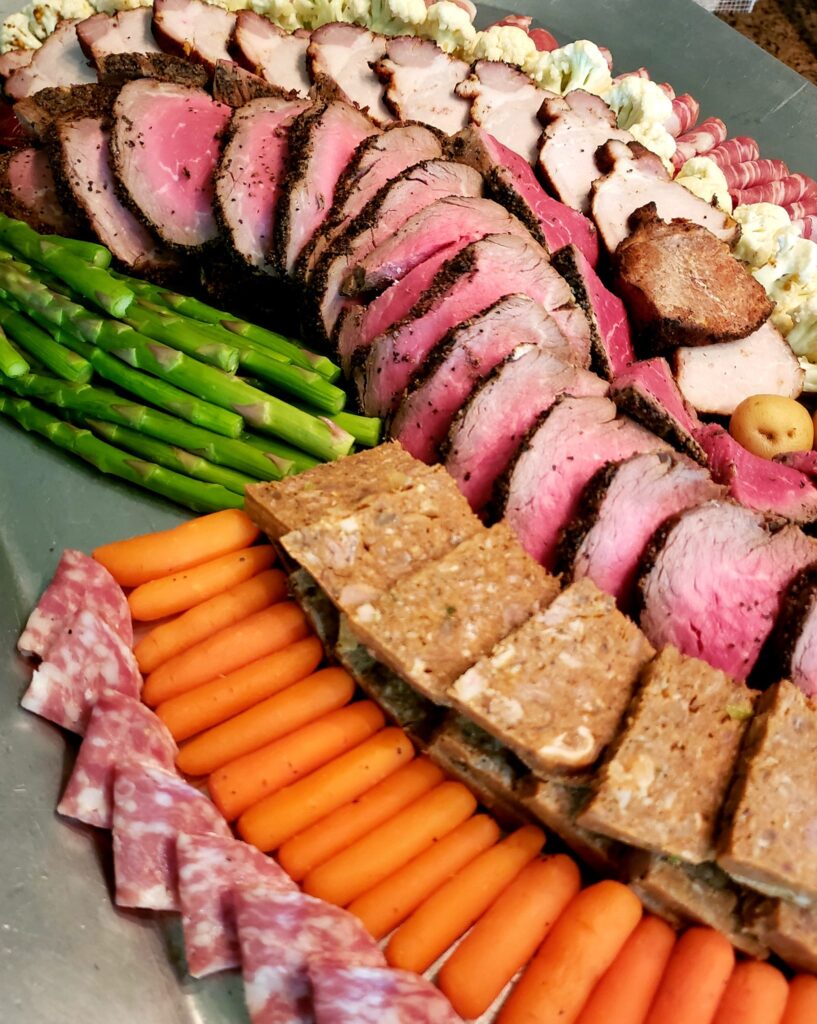 Peppercorn crusted beef tenderloin smoked pork loin country pate hog head cheese baton rouge wedding catering