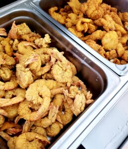 Fried Shrimp and Fish catering at LSU tailgate