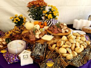 Tailgate catering display sanwiches