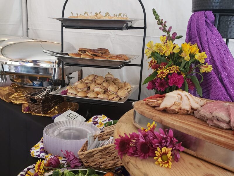 Tailgate catering at LSU by Culinary Productions - catering display